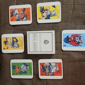 VINTAGE Looney Tune Cross coasters Set Of 6 In Original Box. Warner Brothers